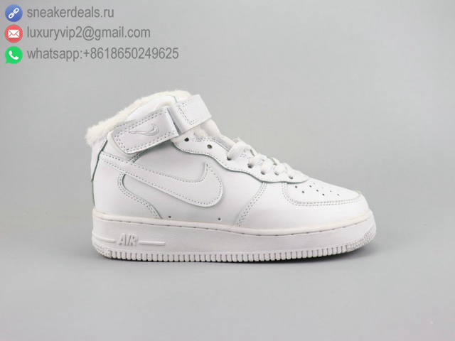 NIKE AIR FORCE 1 HIGH WHITE LEATHER FUR UNISEX SKATE SHOES